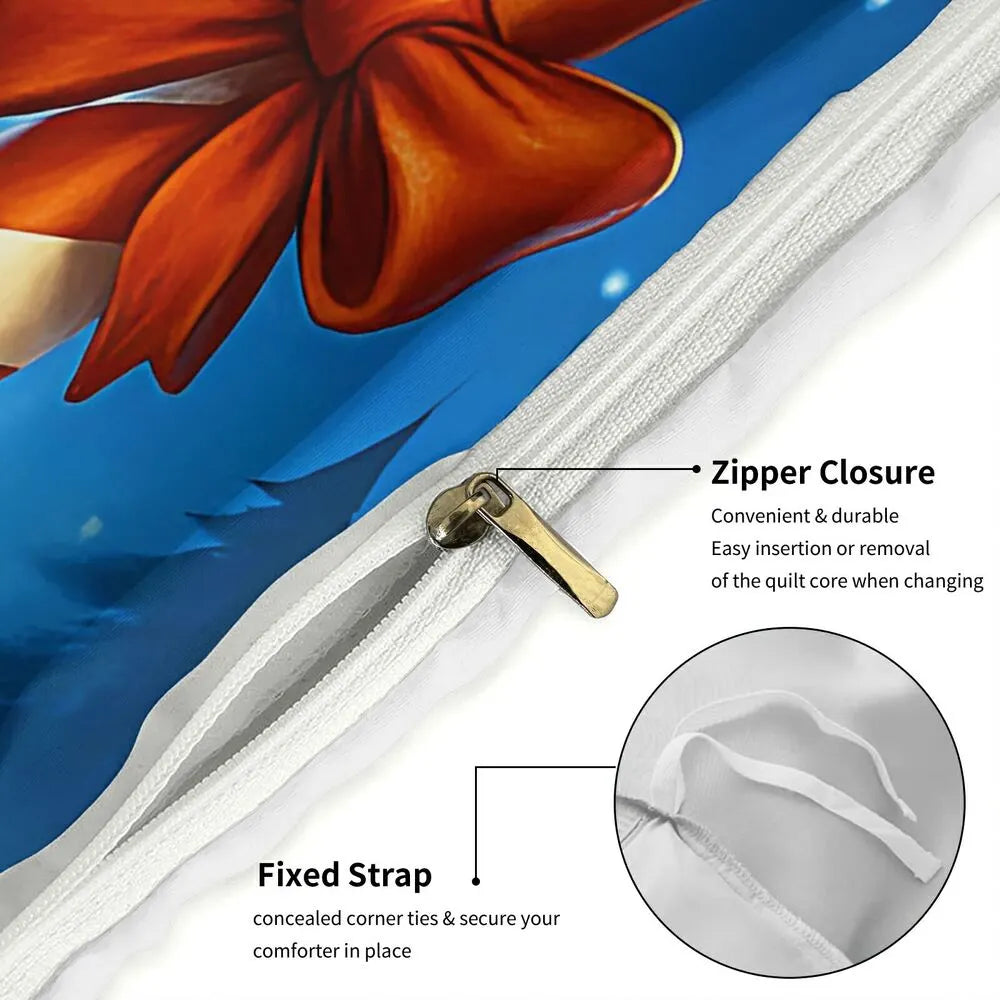 Christmas Grinch Santa With Reindeer Christmas Gift Duvet Cover Set Kids Bedding Set