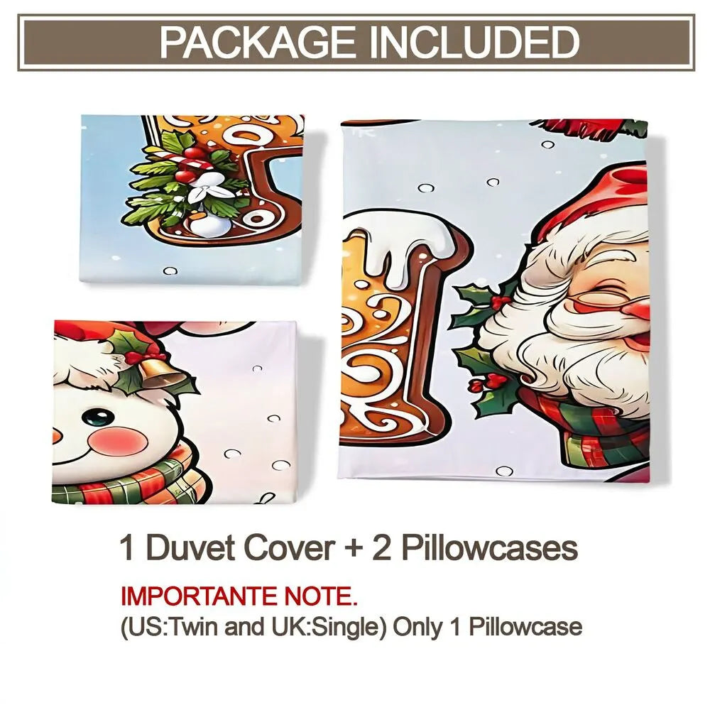 Christmas Ho Ho Ho Gingerbread Icons Christmas Gift Duvet Cover Set Kids Bedding Set