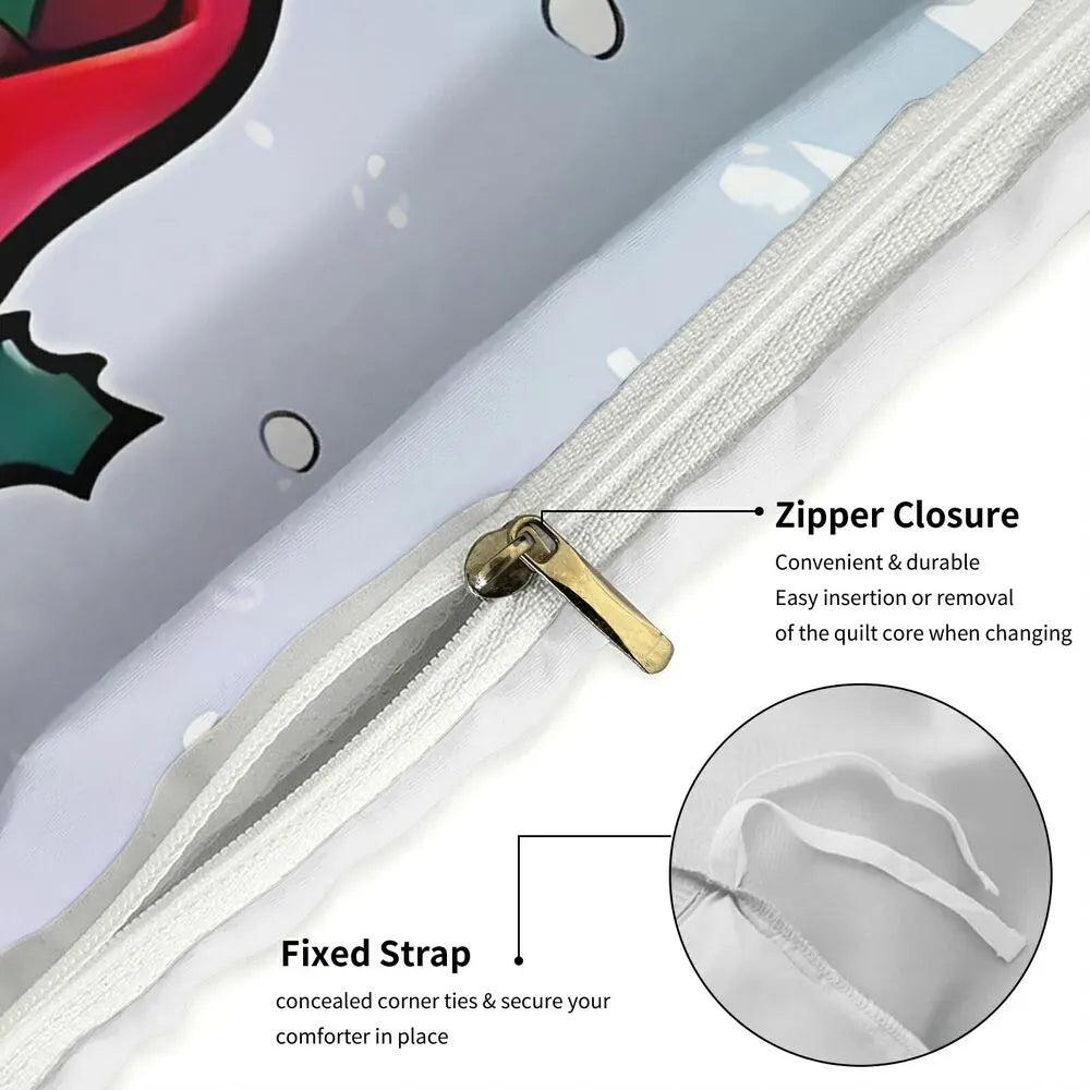 Christmas Ho Ho Ho Gingerbread Icons Christmas Gift Duvet Cover Set Kids Bedding Set