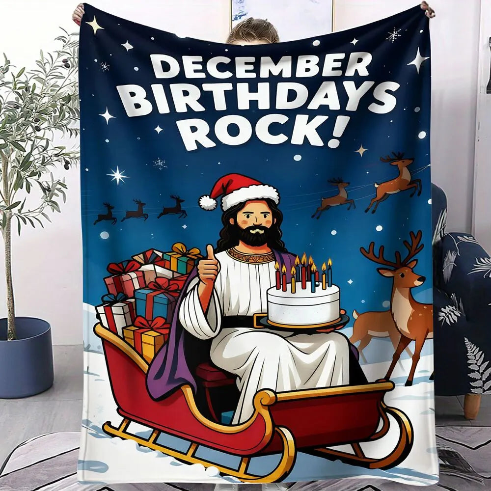 Christmas Jesus Birthday Rock Themed Multipurpose Throw Blanket