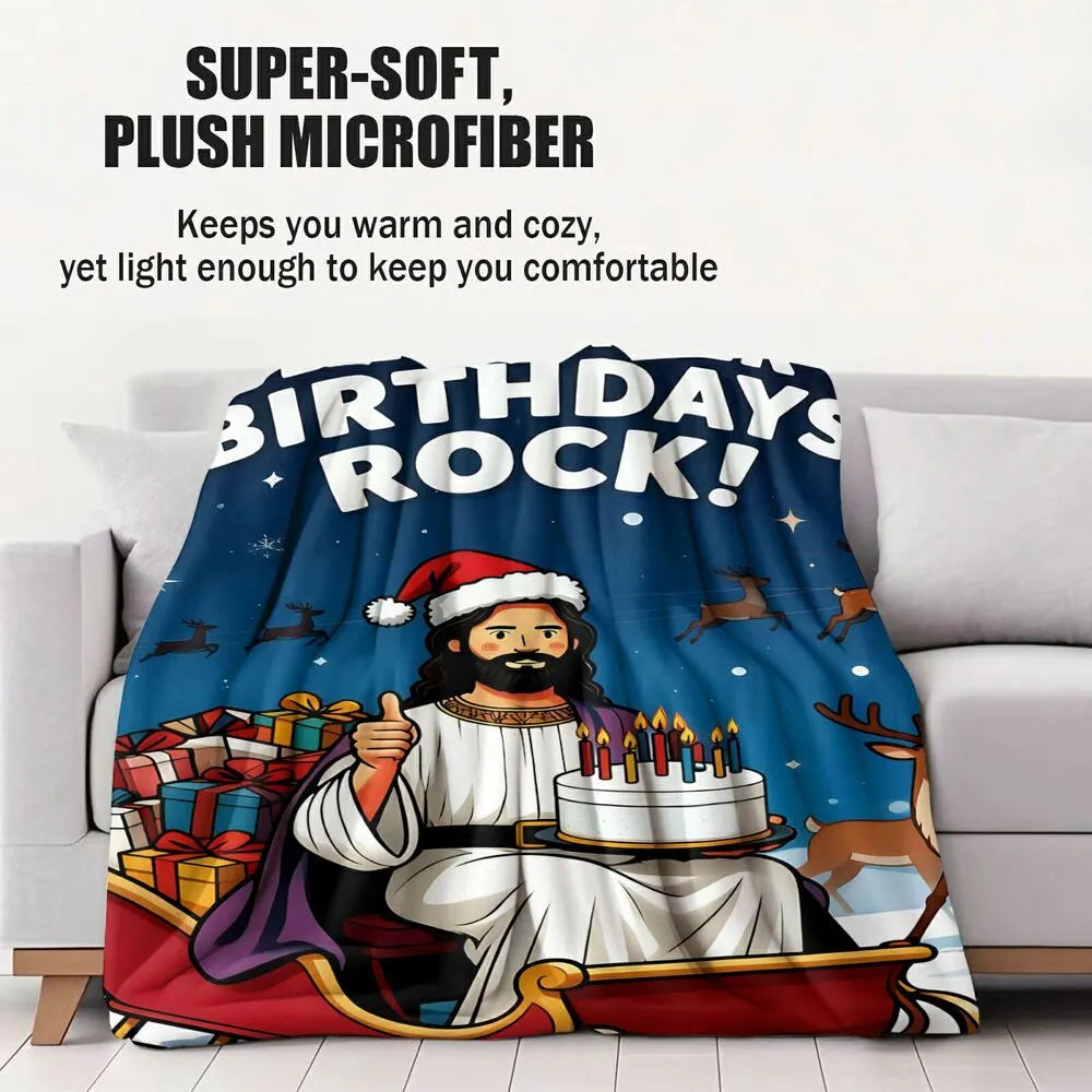 Christmas Jesus Birthday Rock Themed Multipurpose Throw Blanket