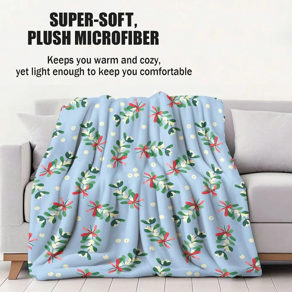 Christmas Mistletoe Pattern Multipurpose Throw Blanket