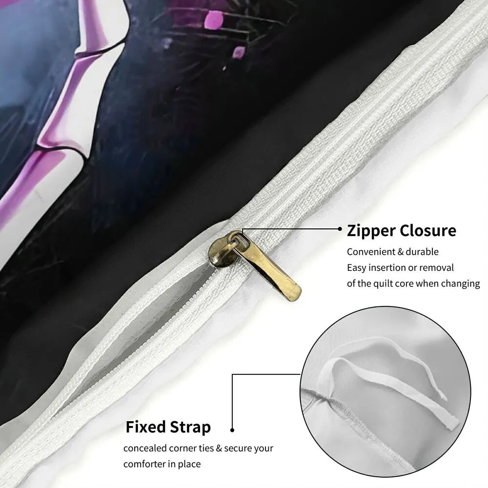 Christmas Nightmare Before Christmas Jack Sally Pink Black Christmas Gift Duvet Cover Set Kids Bedding Set