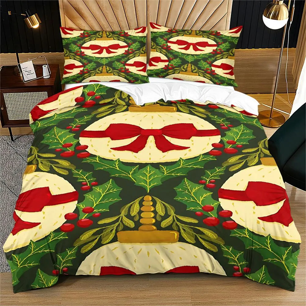 Christmas Ornament Holly Christmas Gift Duvet Cover Set Kids Bedding Set