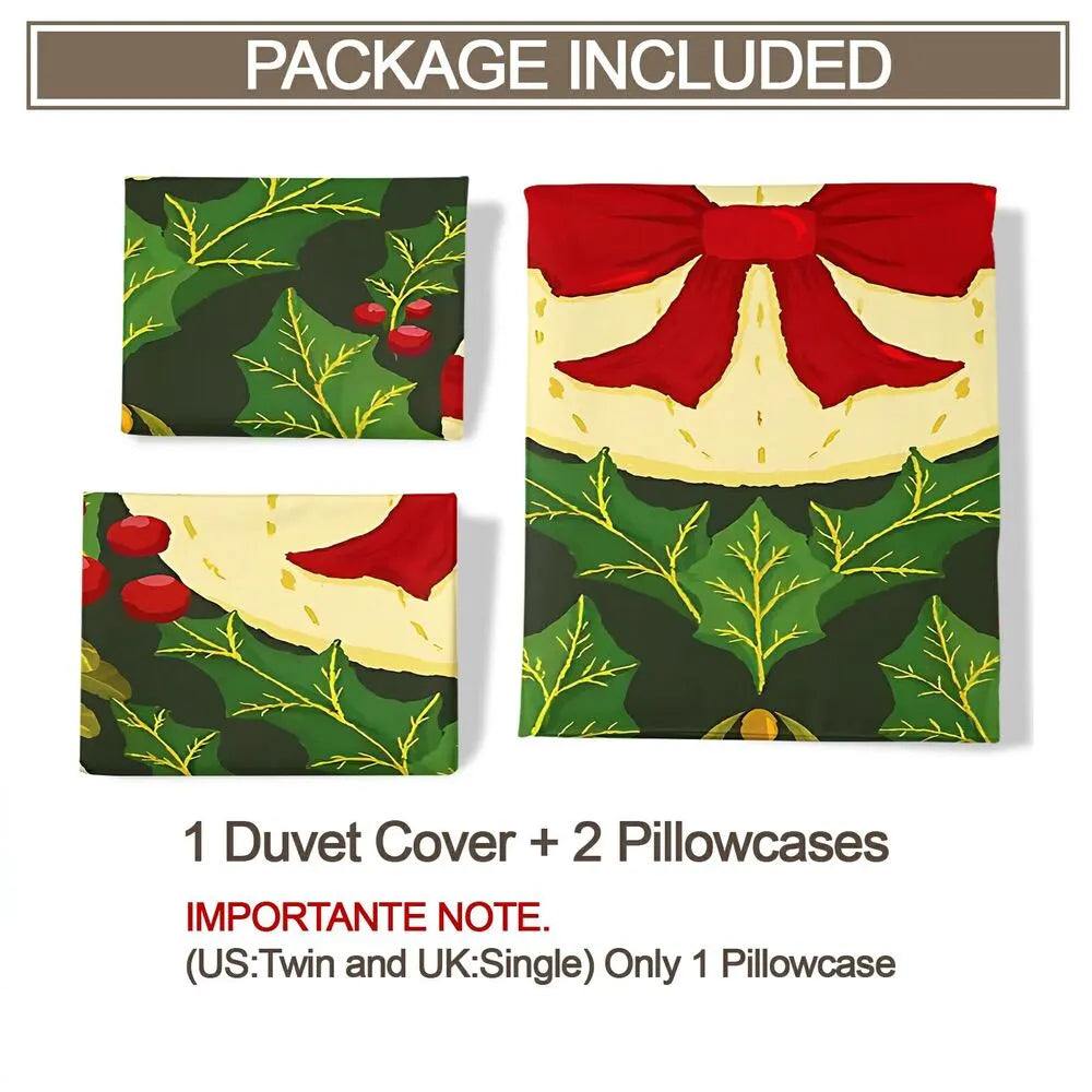 Christmas Ornament Holly Christmas Gift Duvet Cover Set Kids Bedding Set