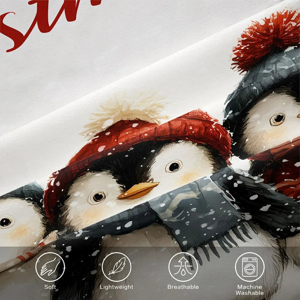 Christmas Penguin Family Merry Christmas White Christmas Gift Duvet Cover Set Kids Bedding Set