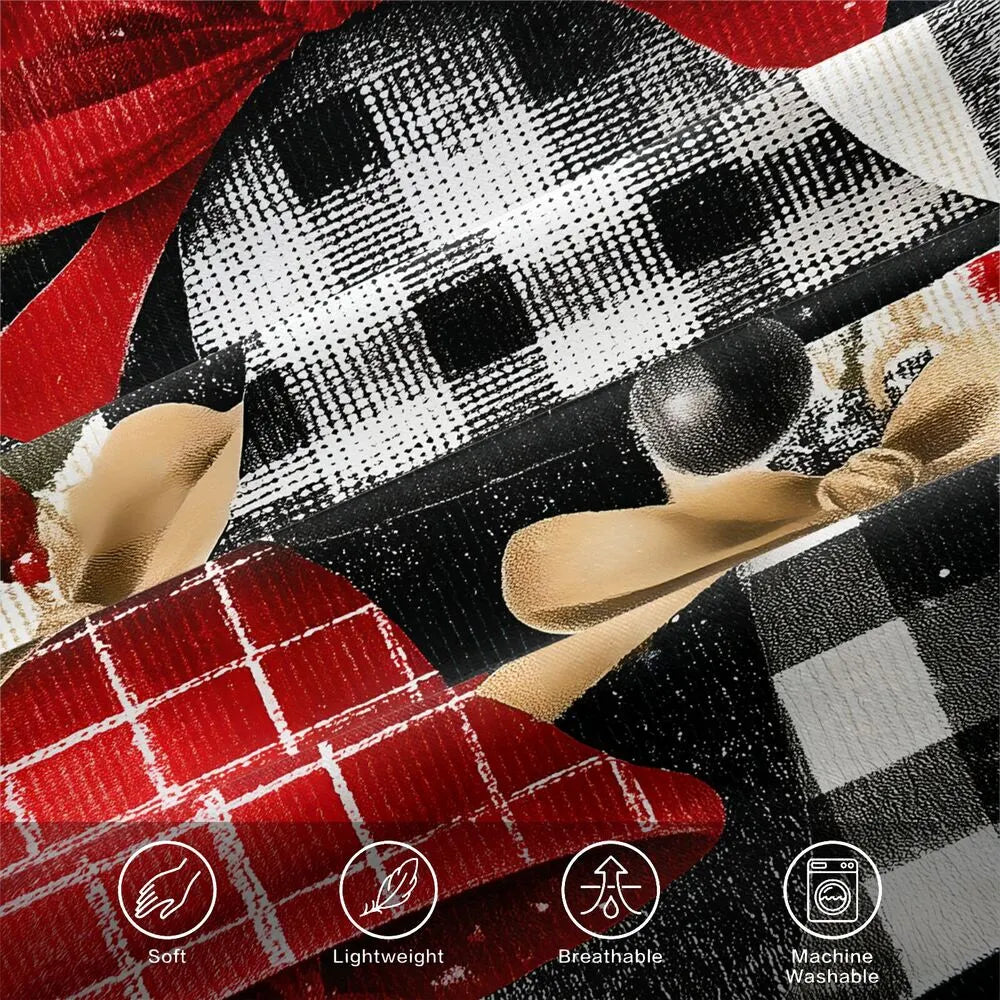 Christmas Plaid Bells Holly Black White Christmas Gift Duvet Cover Set Kids Bedding Set