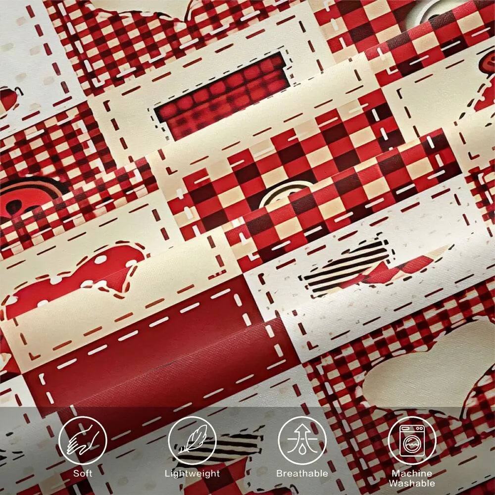 Christmas Plaid Patchwork Button Christmas Gift Duvet Cover Set Kids Bedding Set