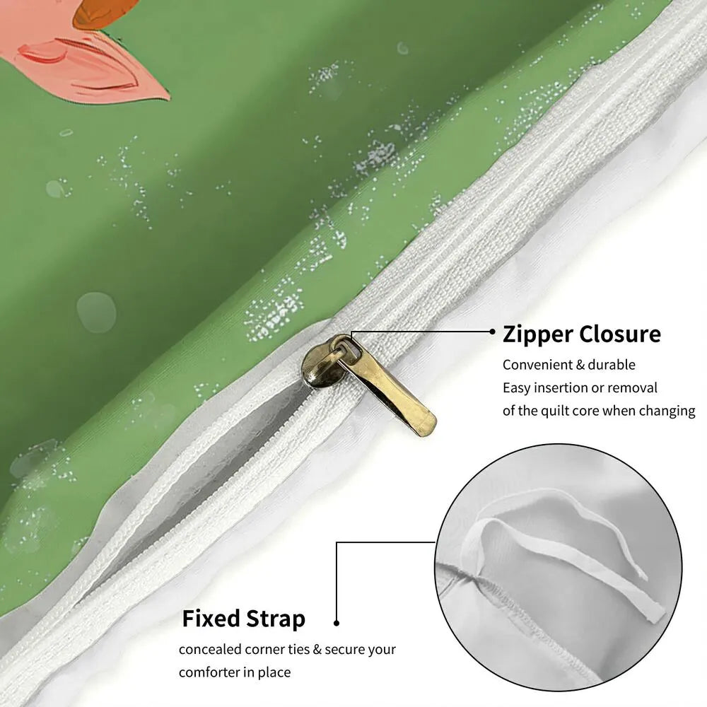 Christmas Santa And Elves Merry Christmas Green Christmas Gift Duvet Cover Set Kids Bedding Set