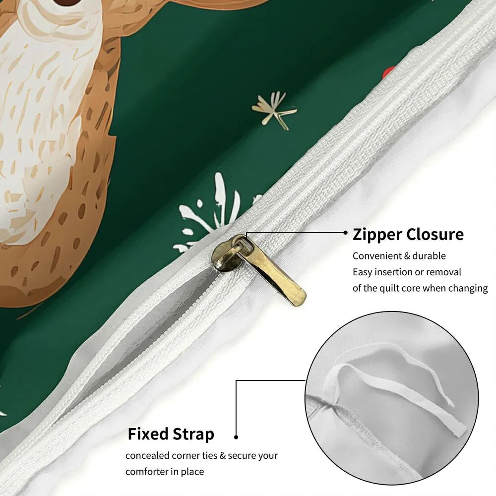 Christmas Santa And Festive Icons Christmas Gift Duvet Cover Set Kids Bedding Set