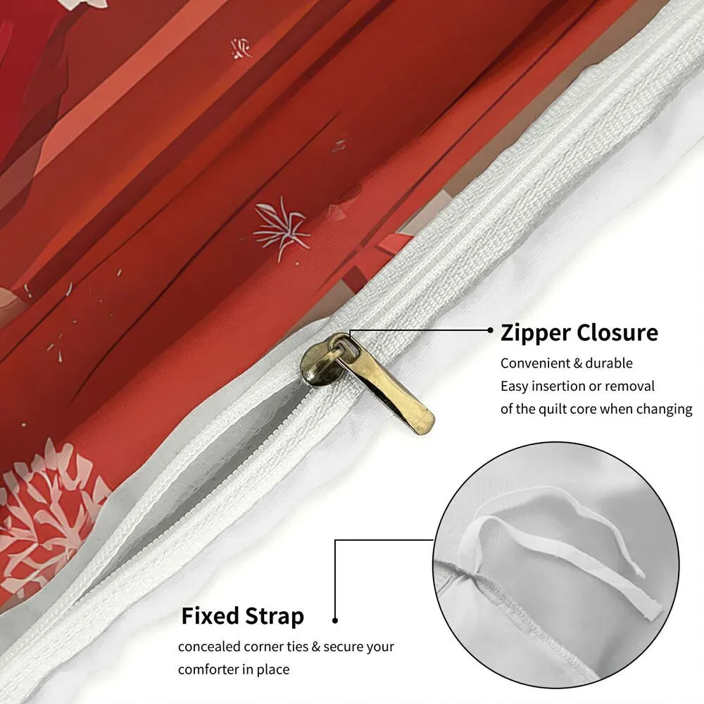 Christmas Santa Cats Red Christmas Tree Christmas Gift Duvet Cover Set Kids Bedding Set