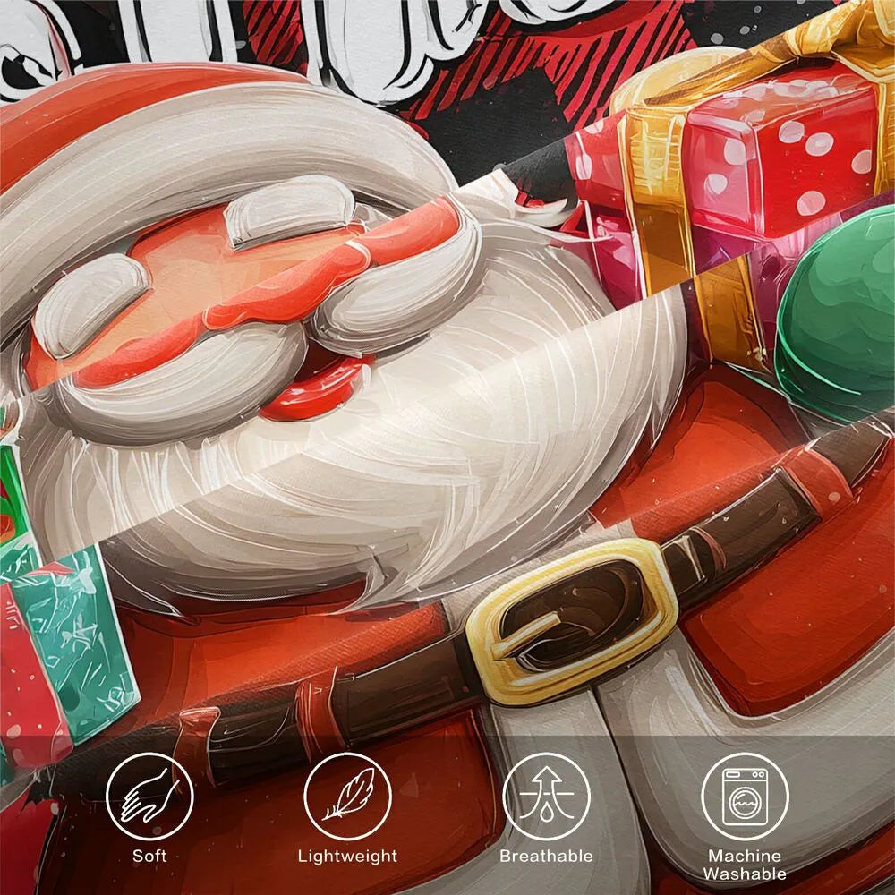 Christmas Santa Plaid Gift Merry Christmas Gift Duvet Cover Set Kids Bedding Set