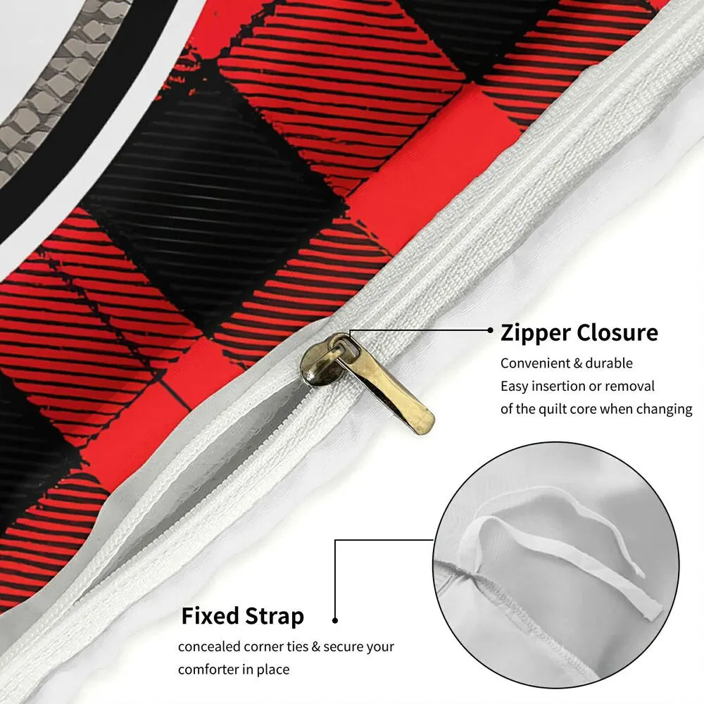 Christmas Santa Plaid Gifts Merry Christmas Red Black Christmas Gift Duvet Cover Set Kids Bedding Set