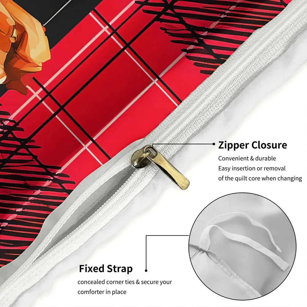 Christmas Santa Plaid Gifts Merry Christmas Red Black Christmas Gift Duvet Cover Set Kids Bedding Set