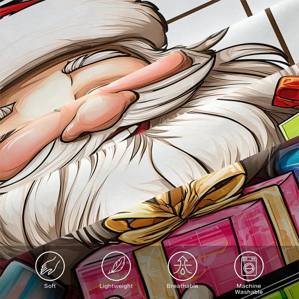 Christmas Santa Plaid Gifts Merry Christmas Red Black Christmas Gift Duvet Cover Set Kids Bedding Set