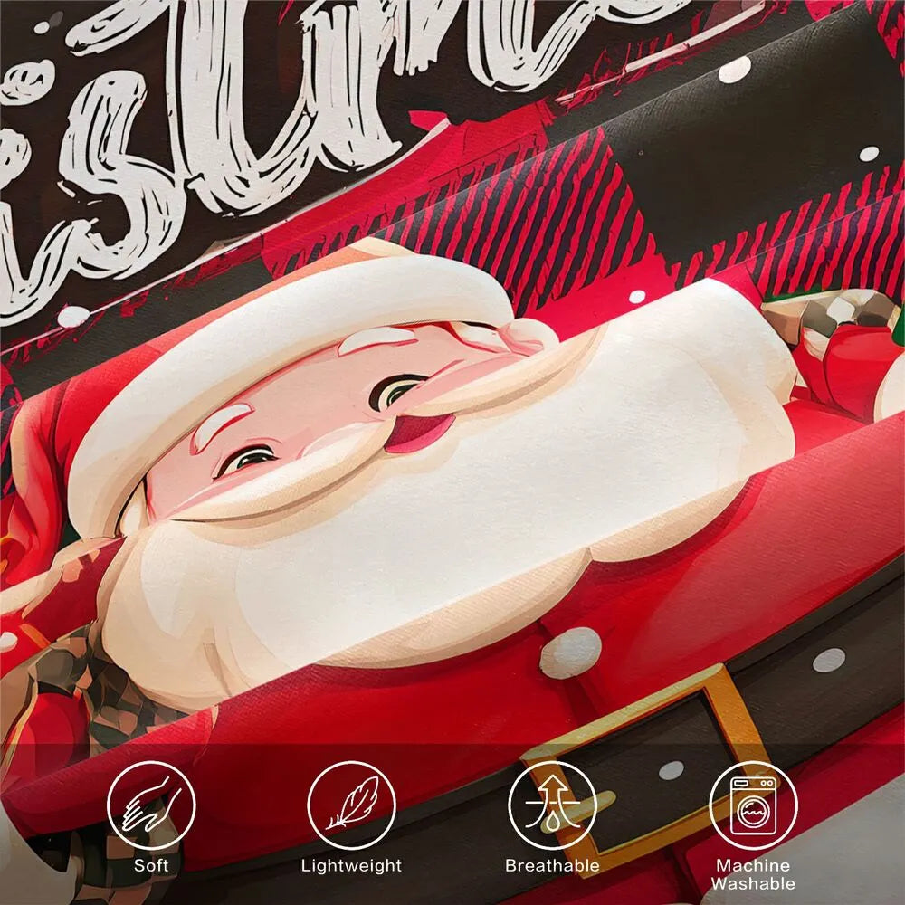 Christmas Santa Plaid Gifts Merry Christmas Red Christmas Gift Duvet Cover Set Kids Bedding Set