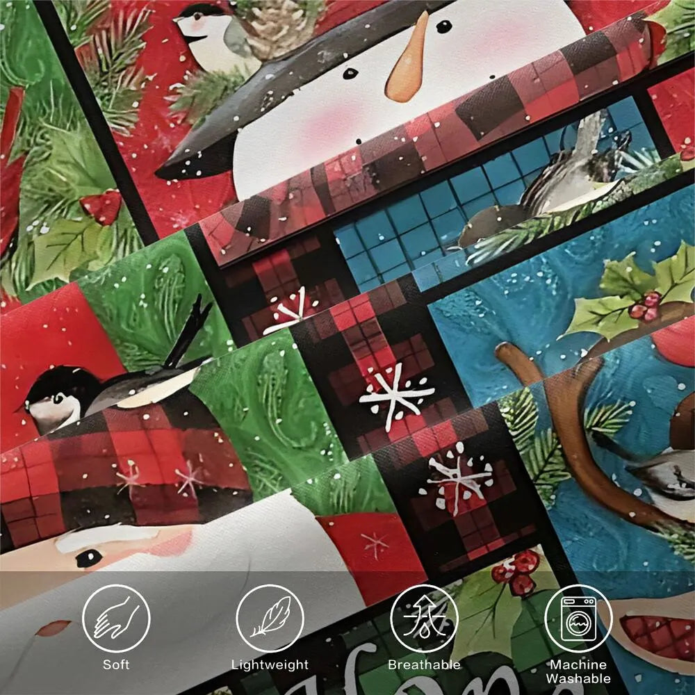 Christmas Santa Snowman Plaid Christmas Gift Duvet Cover Set Kids Bedding Set