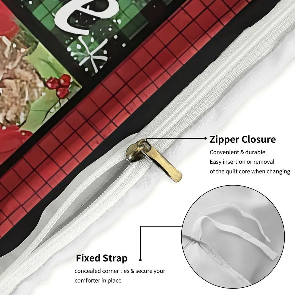 Christmas Santa Snowman Plaid Christmas Gift Duvet Cover Set Kids Bedding Set