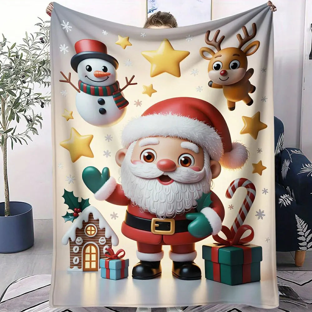 Christmas Santa and Friends Pattern Multipurpose Throw Blanket