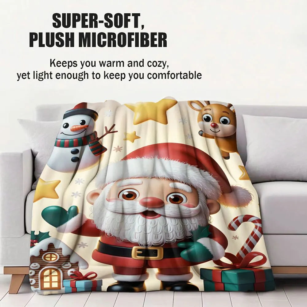 Christmas Santa and Friends Pattern Multipurpose Throw Blanket