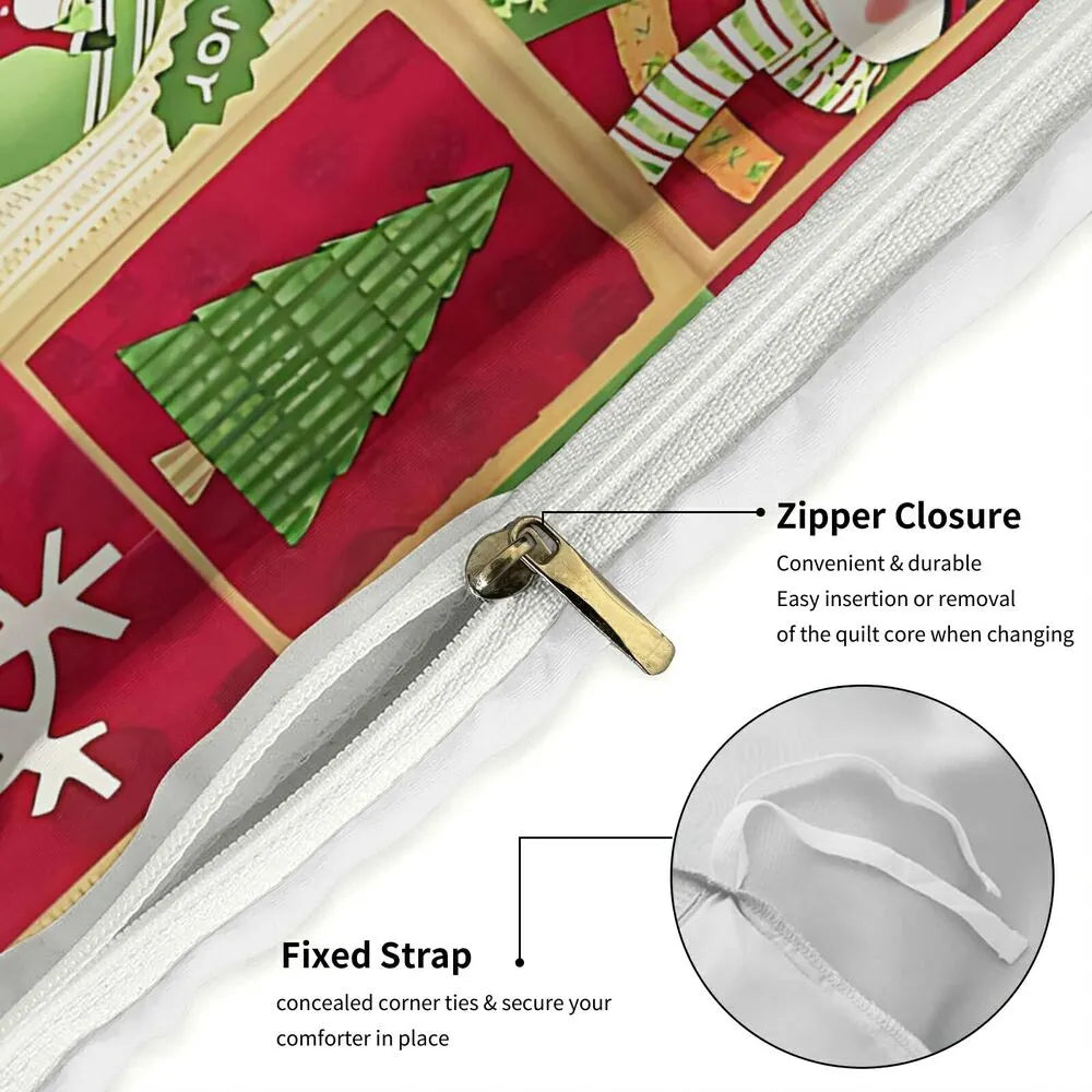 Christmas Snowman Patchwork Christmas Gift Duvet Cover Set Kids Bedding Set