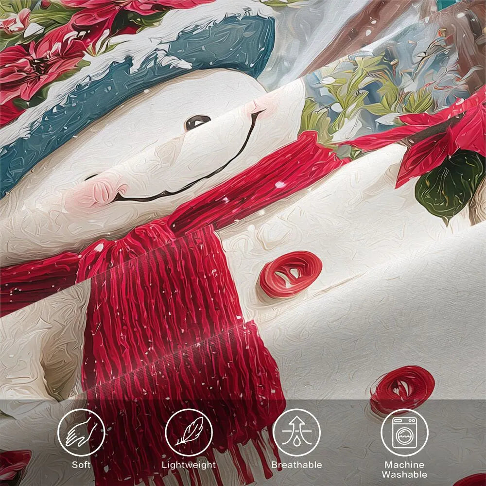 Christmas Snowman Poinsettia Gifts Christmas Gift Duvet Cover Set Kids Bedding Set