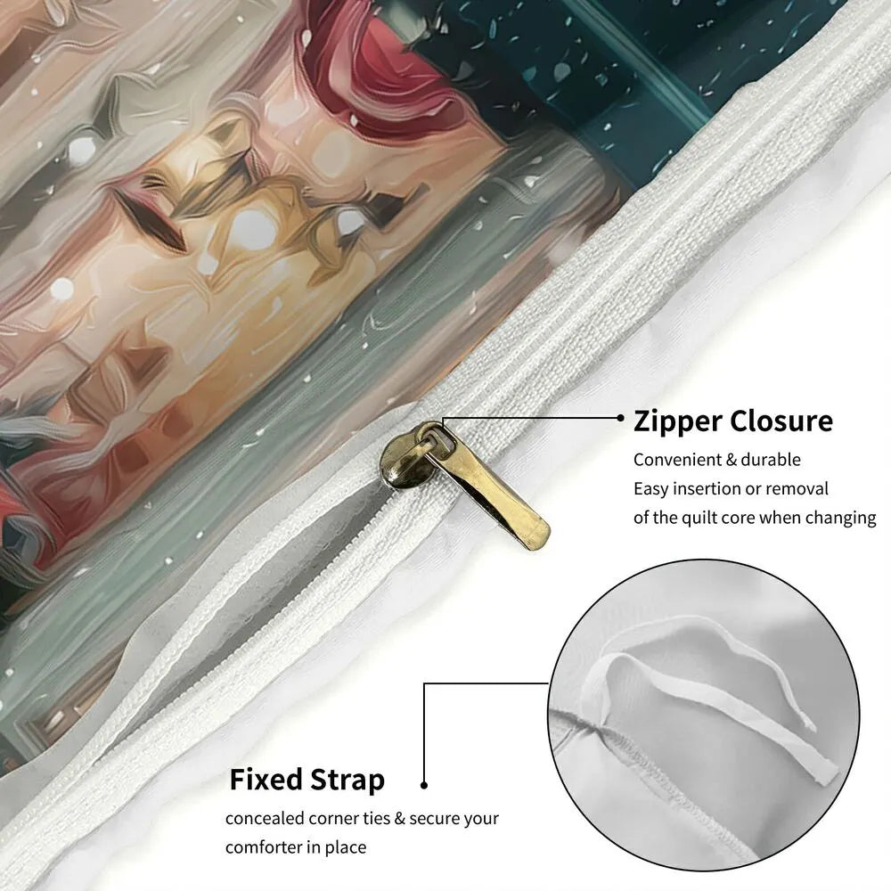 Christmas Snowman Poinsettia Gifts Christmas Gift Duvet Cover Set Kids Bedding Set