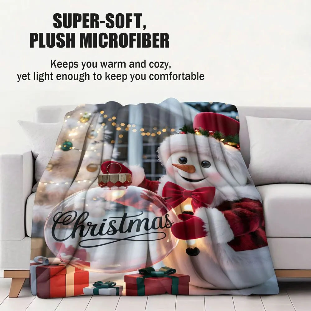 Christmas Snowman with Ornament Multipurpose Throw Blanket