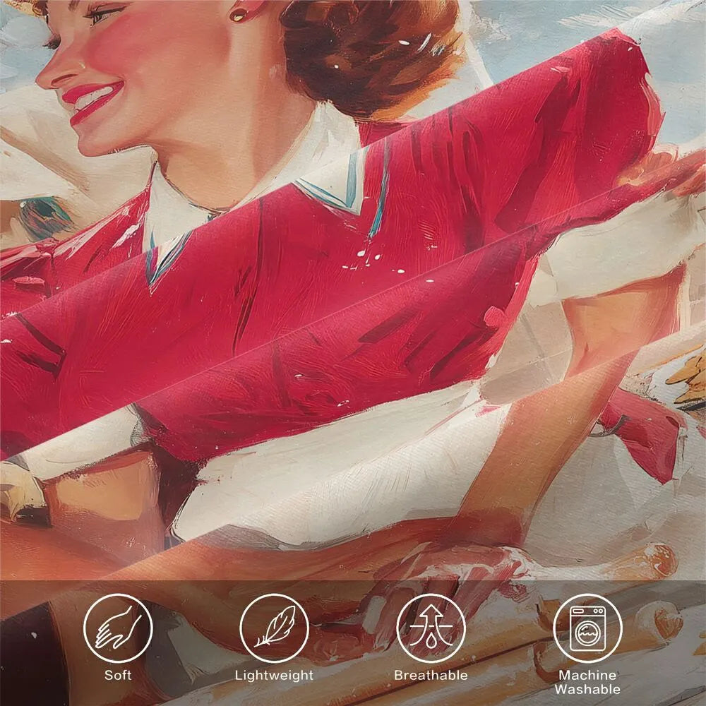 Christmas Vintage Couple Baking Cookies Green Beige Christmas Gift Duvet Cover Set Kids Bedding Set