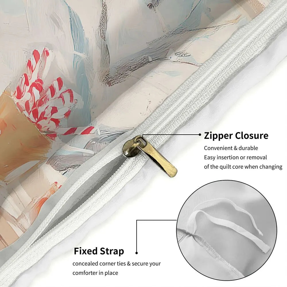 Christmas Vintage Couple Baking Cookies Green Beige Christmas Gift Duvet Cover Set Kids Bedding Set