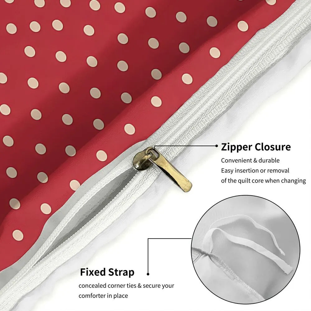 Christmas Vintage Elf Cats Merry Christmas Red Polka Dot Christmas Gift Duvet Cover Set Kids Bedding Set