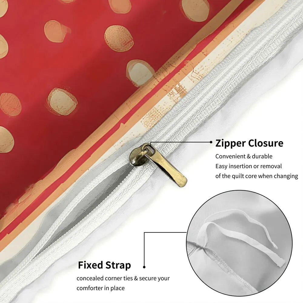 Christmas Vintage Elf Kittens Merry Christmas Red Polka Dot Christmas Gift Duvet Cover Set Kids Bedding Set