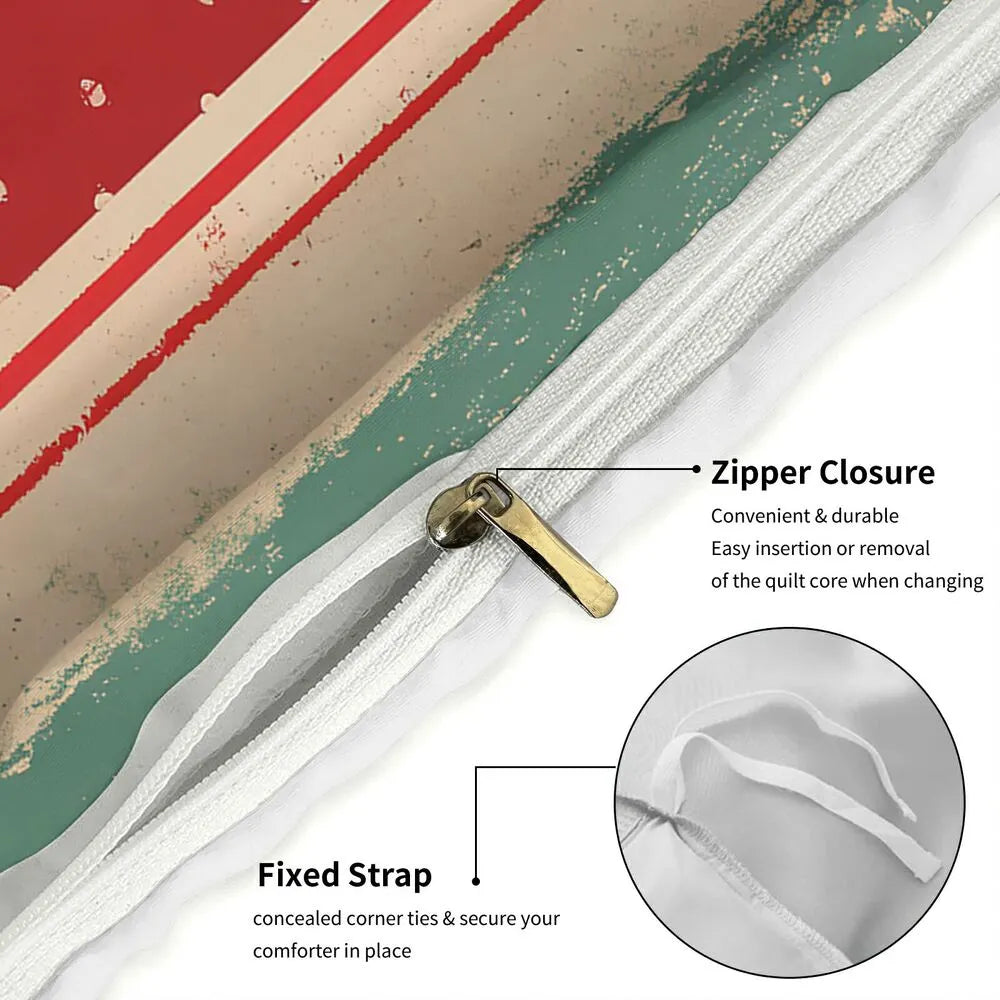 Christmas Vintage Girl Kittens Merry Christmas Red Polka Dot Christmas Gift Duvet Cover Set Kids Bedding Set