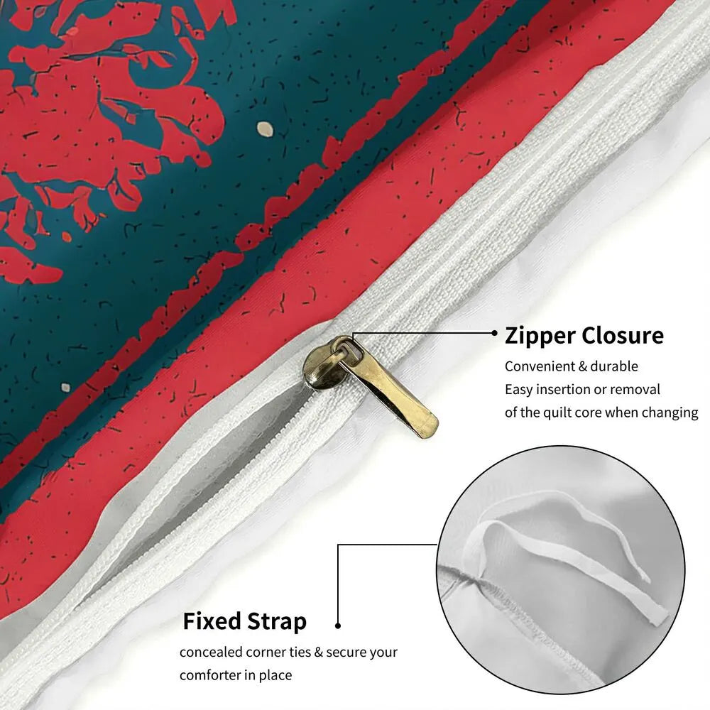 Christmas Vintage Reindeer Merry Christmas Red Teal Christmas Gift Duvet Cover Set Kids Bedding Set