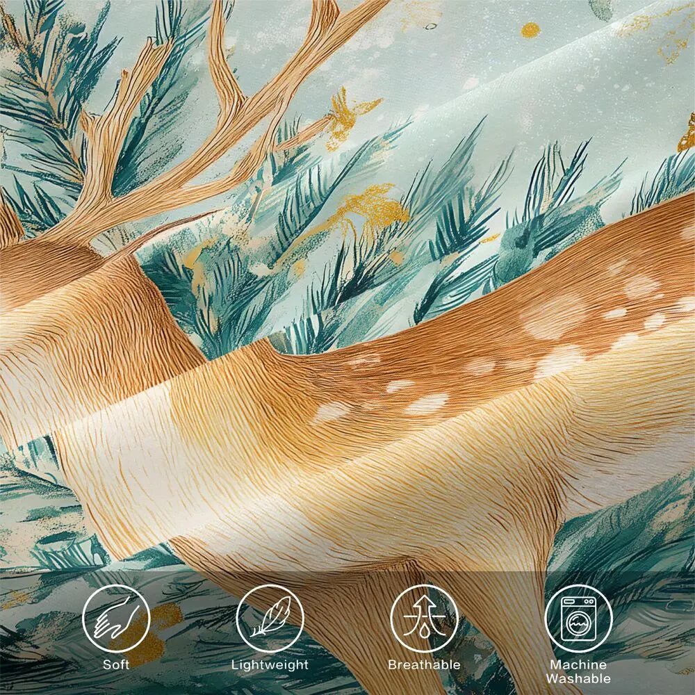 Christmas Vintage Reindeer Tree Mint Blue Christmas Gift Duvet Cover Set Kids Bedding Set