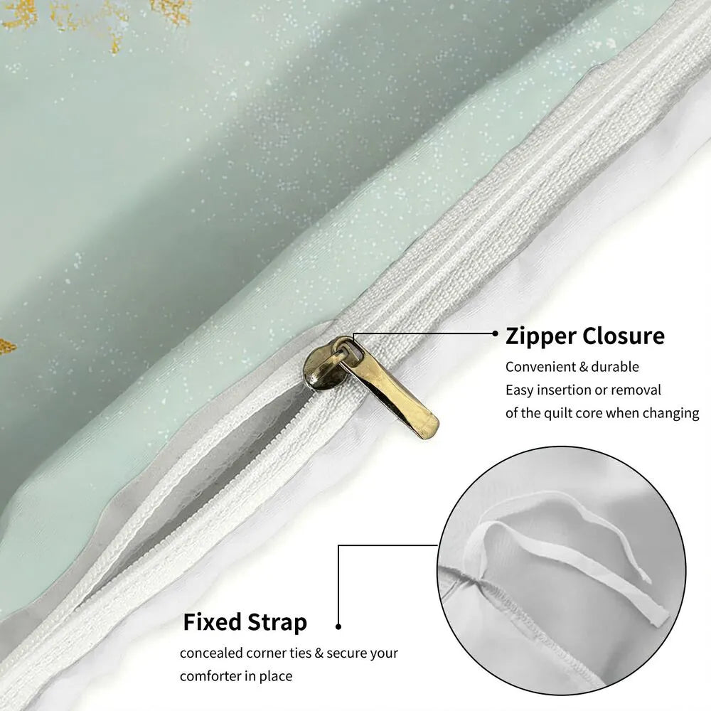 Christmas Vintage Reindeer Tree Mint Blue Christmas Gift Duvet Cover Set Kids Bedding Set