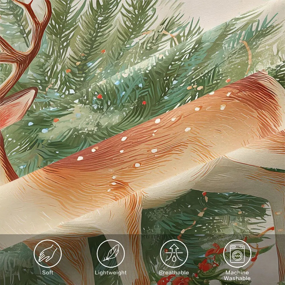 Christmas Vintage Reindeer Tree Mint Green Christmas Gift Duvet Cover Set Kids Bedding Set