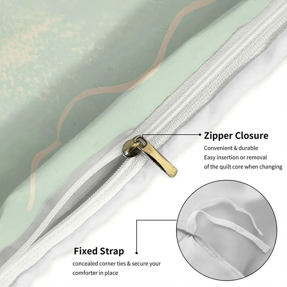 Christmas Vintage Reindeer Tree Mint Green Christmas Gift Duvet Cover Set Kids Bedding Set