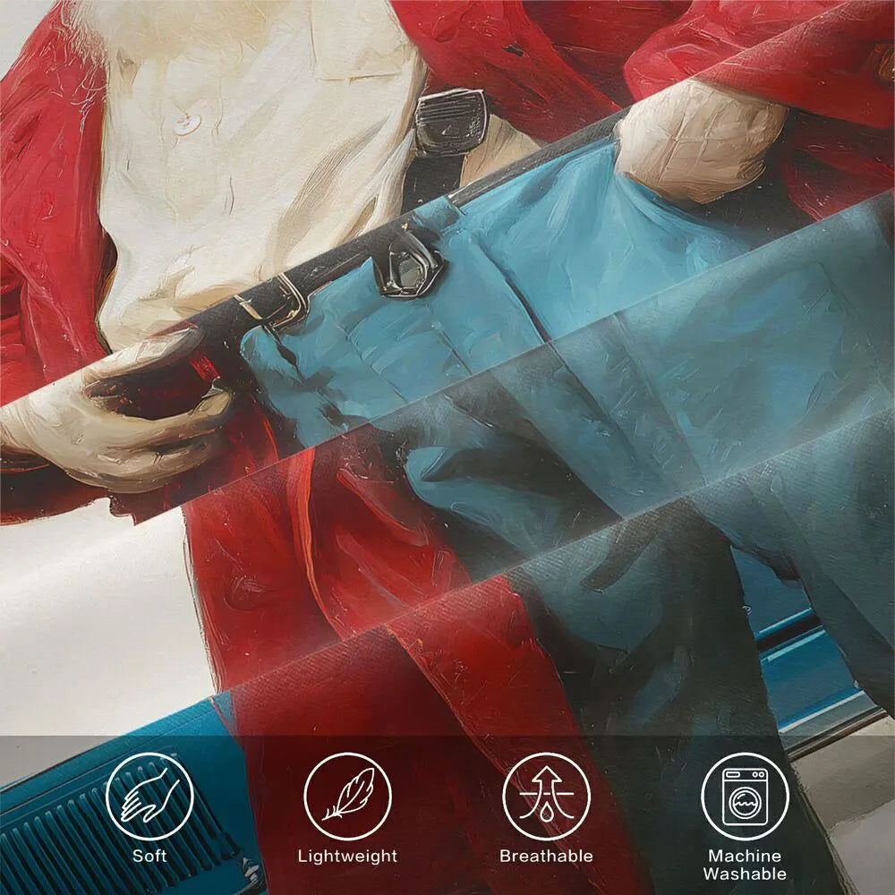 Christmas Vintage Santa Blue Car Merry Christmas Gift Duvet Cover Set Kids Bedding Set