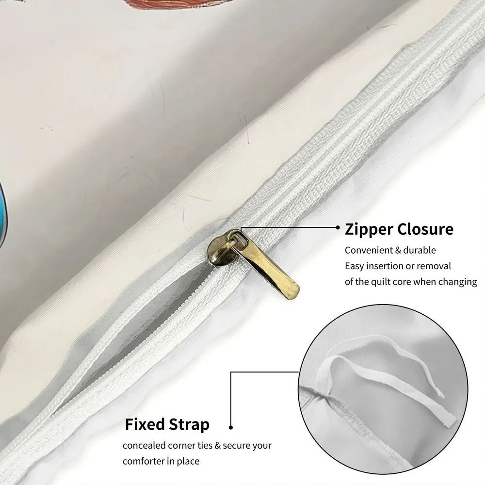 Christmas Vintage Santa Blue Car Merry Christmas Gift Duvet Cover Set Kids Bedding Set