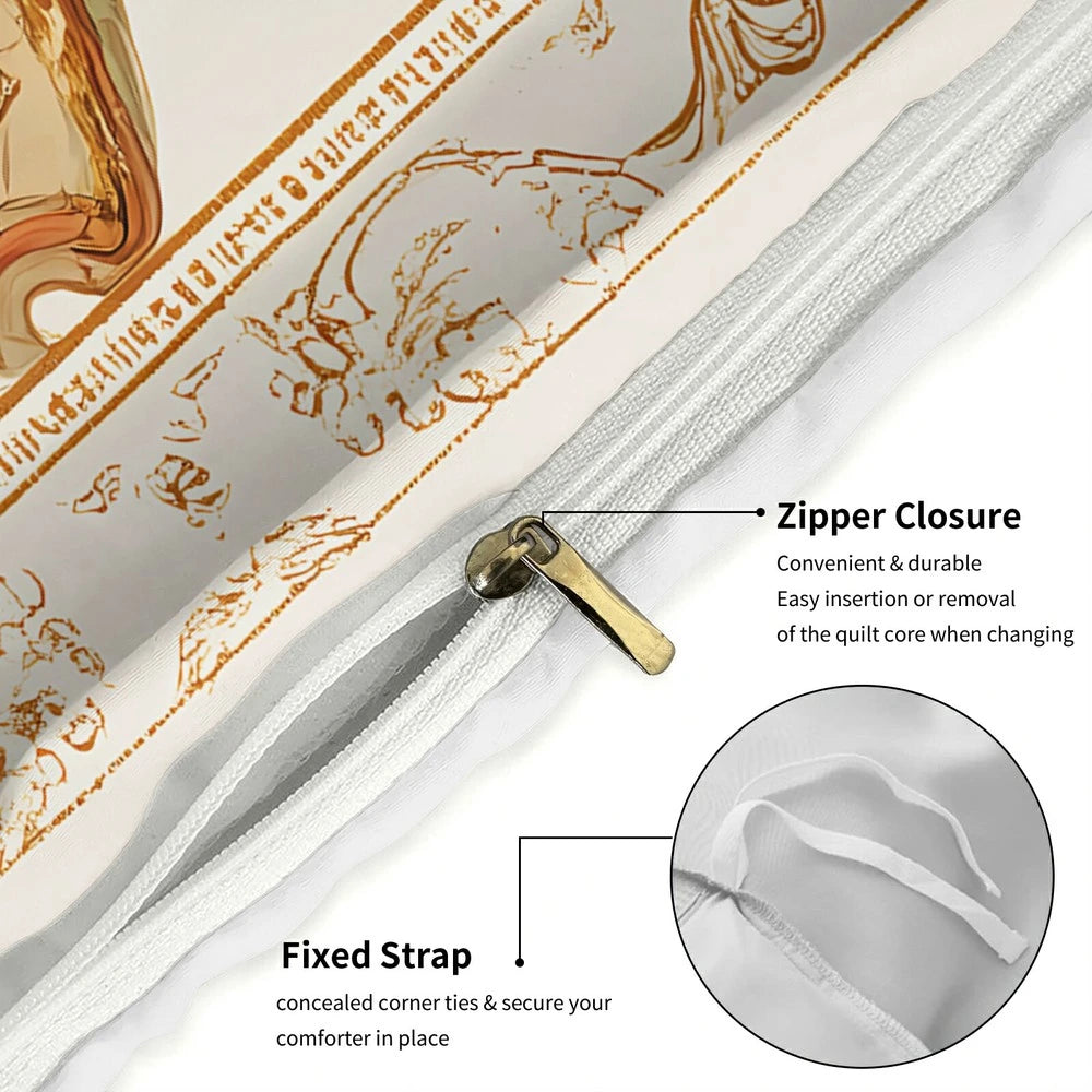 Christmas Vintage Santa Candy Cane Beige Christmas Gift Duvet Cover Set Kids Bedding Set