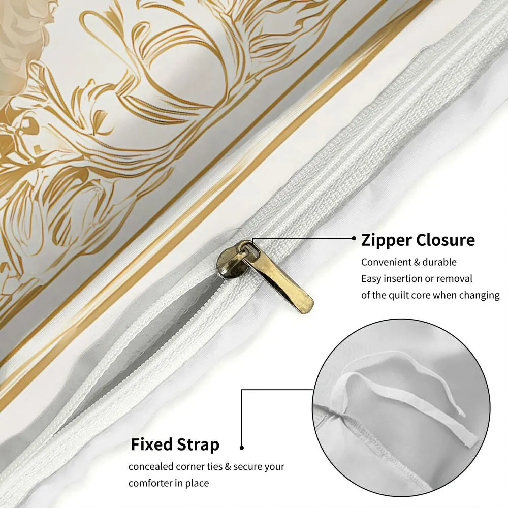 Christmas Vintage Santa Candy Cane Gold Beige Christmas Gift Duvet Cover Set Kids Bedding Set