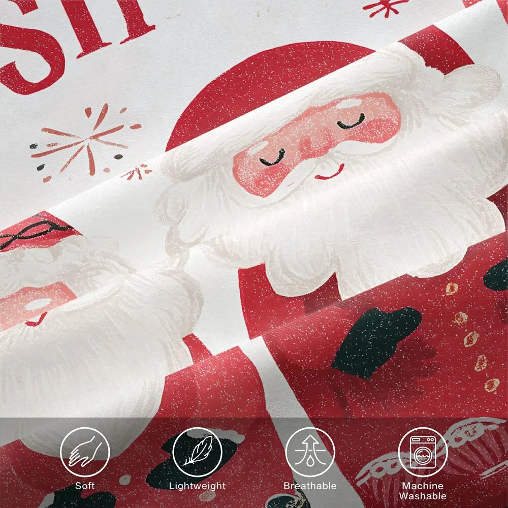 Christmas Vintage Santa Duo Merry Christmas Red Christmas Gift Duvet Cover Set Kids Bedding Set