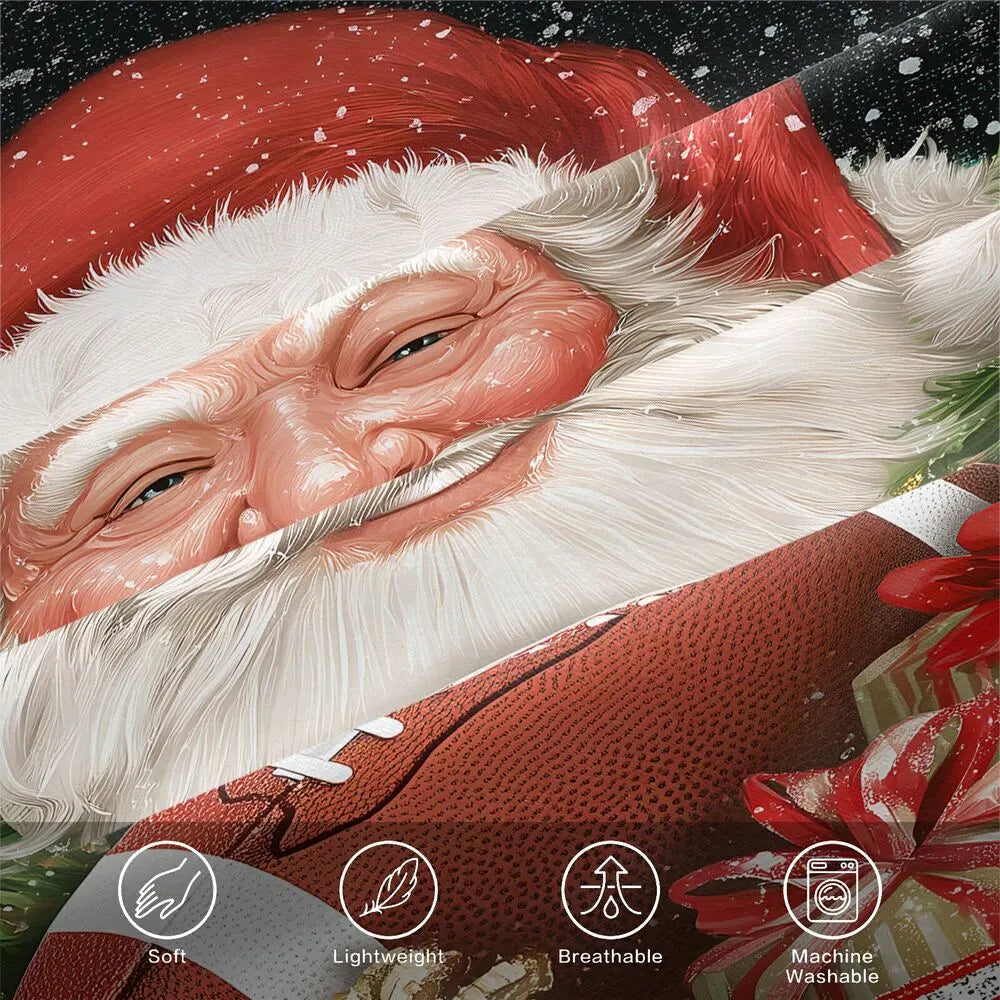 Christmas Vintage Santa Football Snowflake Black Red Christmas Gift Duvet Cover Set Kids Bedding Set