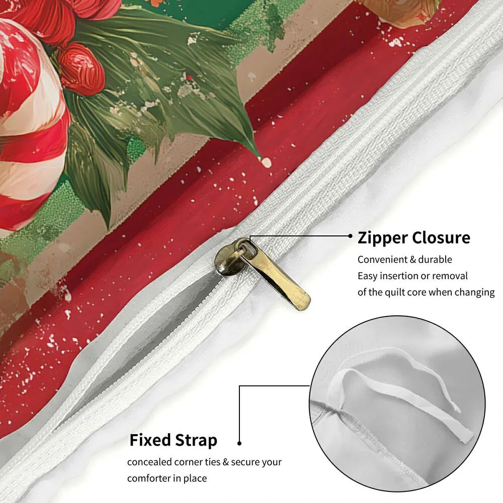 Christmas Vintage Santa Merry Christmas Gift Duvet Cover Set Kids Bedding Set