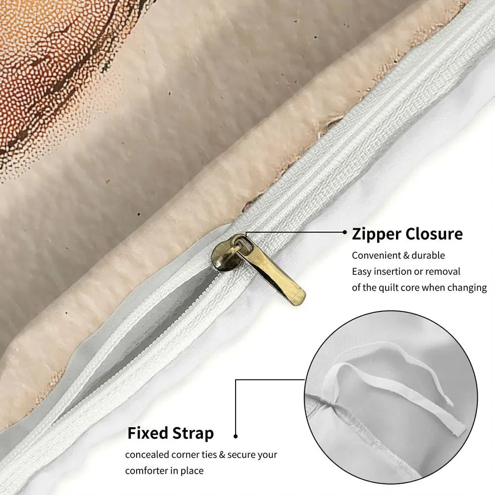 Christmas Vintage Santa Reindeer Beige Christmas Gift Duvet Cover Set Kids Bedding Set