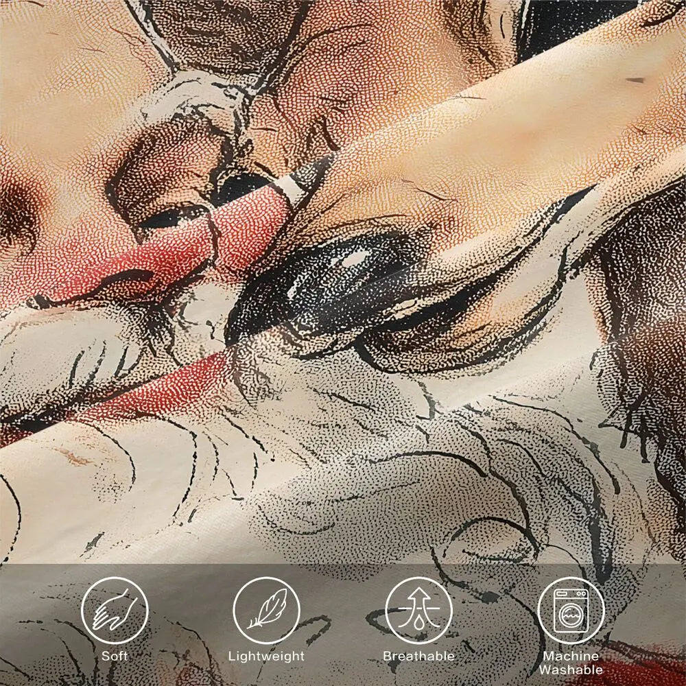 Christmas Vintage Santa Reindeer Beige Christmas Gift Duvet Cover Set Kids Bedding Set