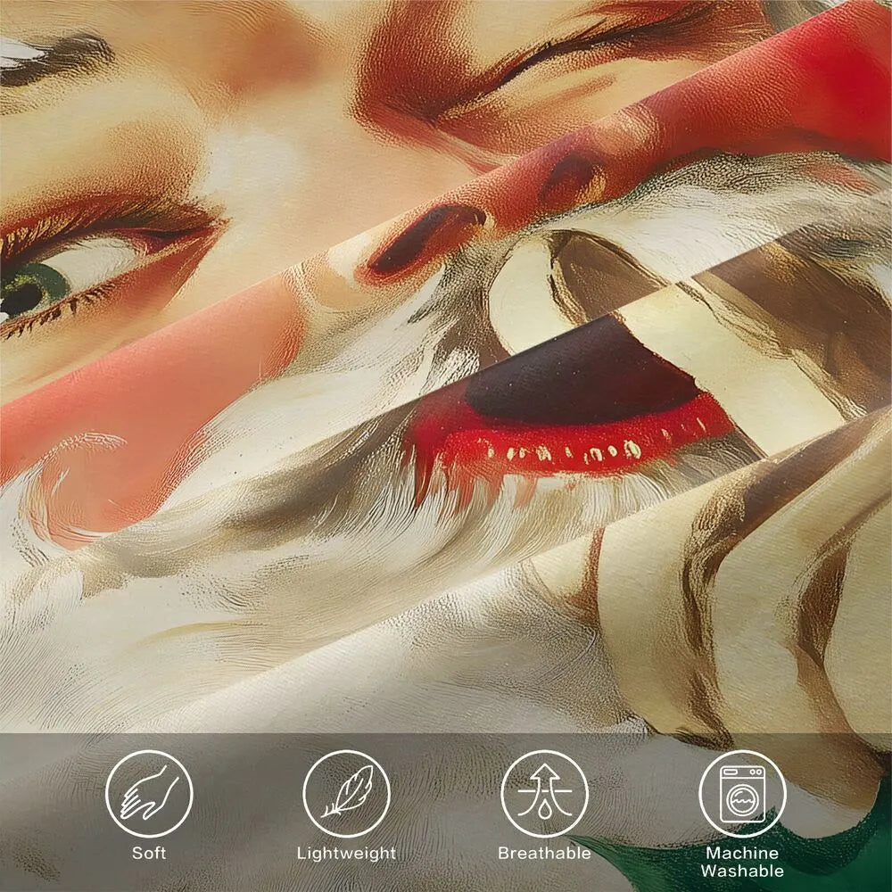 Christmas Vintage Santa Shh Holly Green Christmas Gift Duvet Cover Set Kids Bedding Set