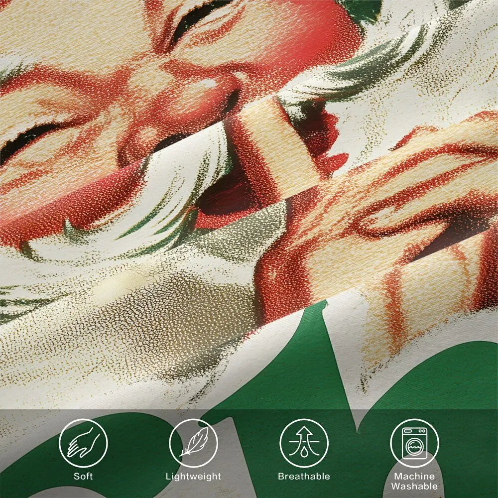 Christmas Vintage Santa Shh Holly Green Christmas Gift Duvet Cover Set Kids Bedding Set