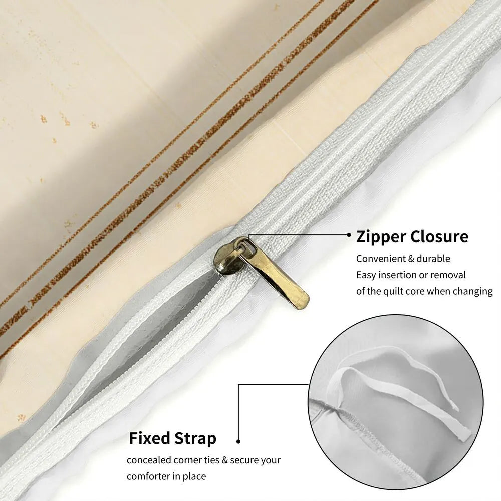 Christmas Vintage Santa Snowman Reindeer Beige Christmas Gift Duvet Cover Set Kids Bedding Set